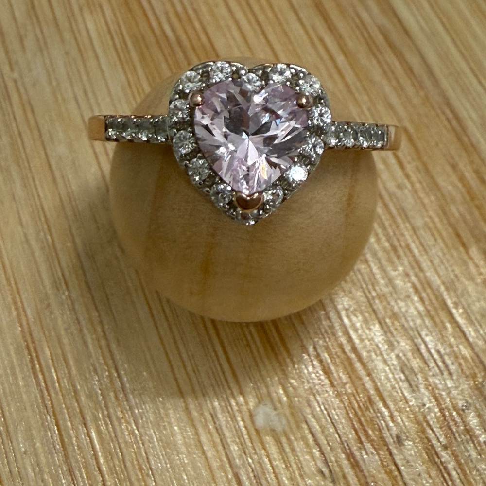 Heart Soul Pink Heart Stone Ring with Silver Accents Size 7 - Picture 2 of 4